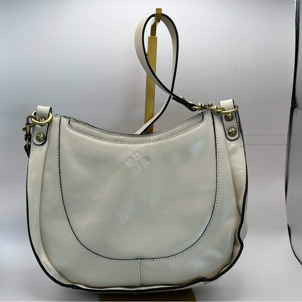 Patricia Nash Caletta Leather Hobo Crossbody Shoulder Bag – Latte